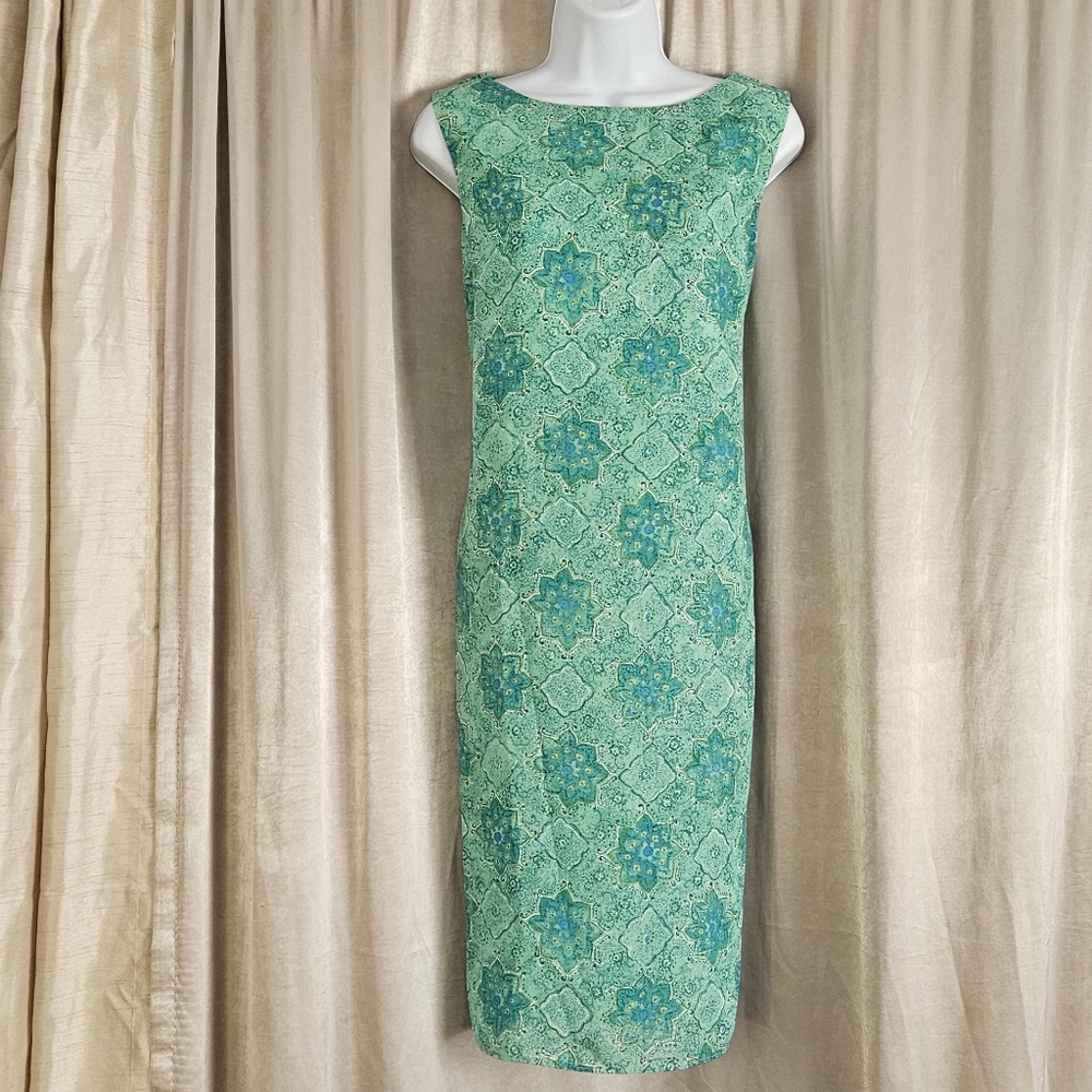 NWOT Coldwater Creek green & blue floral shift dress Womens 14 - Picture 5 of 7